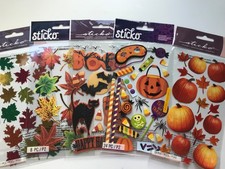 Sticko Halloween Autumn Scrapbook Stickers Lot Candy Cat Pumpkins Fall Leaves