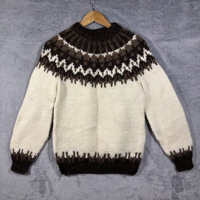 Vintage Hilda Ltd Wool Sweater Women S Brown Icelandic Nordic Fair Isle Pattern