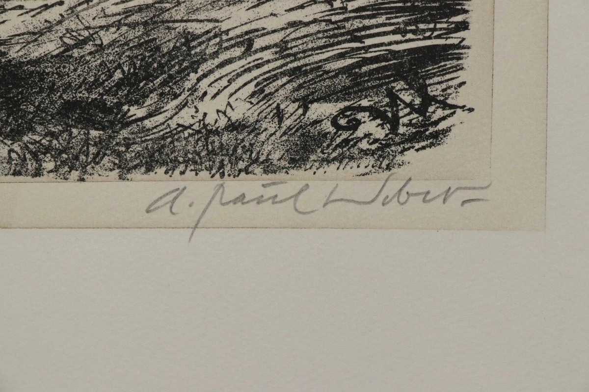 Andreas Paul WEBER Lithographie "Wir sind über'n Berg" handsigniert Original