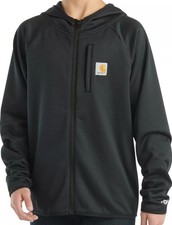 Carhartt Boys' Force Full-Zip Long Sleeve Sweatshirt Caviar Black Size M 10/12