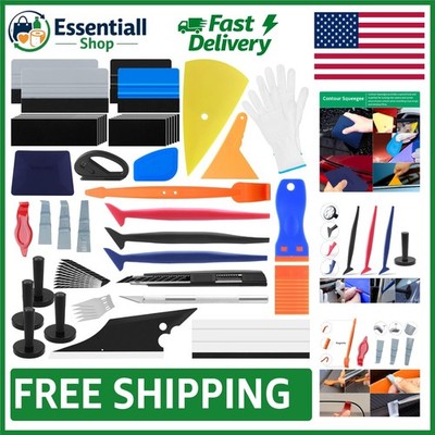 All-in-One Vehicle Vinyl Wrap Squeegee Kit: Magnetic Holder & Replacement Blades