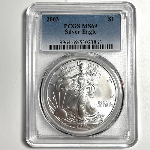 2003 American Silver Eagle $1 PCGS MS69 1 Oz .999 Fine Silver USA Bullion Coin