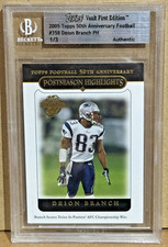 Deion Branch 2005 Topps Vault 40th Anniversary 1st Ed Blank Back Proof #1/3 BGS