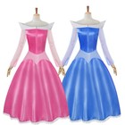 Adult Cosplay Cinderella Fairy Princess Dress Blue Pink Princess Stage Clothes