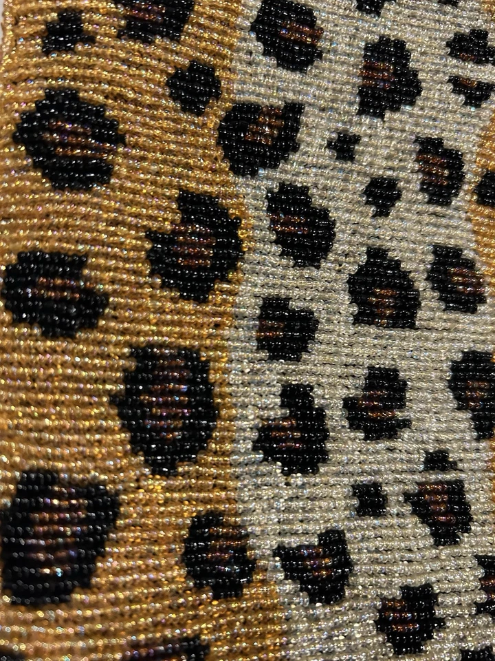 Christiana Beaded Leopard Print Crossbody Handbag High-End Microbeaded Purse - Image 2 of 4