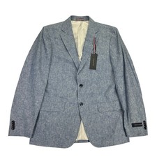 Tommy Hilfiger Mens Conrad Modern Fit Linen Blend Sport Coat Light Blue 40R