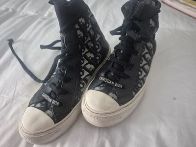 Dior Oblique Monogram Canvas High-Top Lace-Up Sneakers Black/White/Gray EU 37