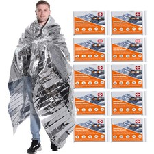 ANLOKE Emergency Blankets Mylar Thermal 82 64 inch, Silver-10 Pack