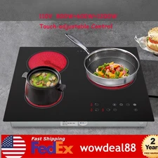 24" 3-Burner Built-in Electric Cooktop Ceramic Stove Top Touch Timing 110V 2600W