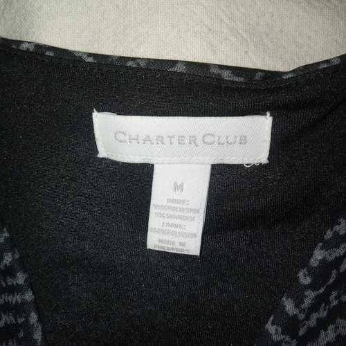 NWOT Charter Club Women's Black& Gray V-neck 3/4 Sleeve Sheath Dress Sz Med - Picture 4 of 12