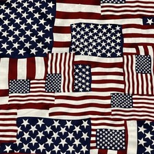 Patriotic USA Flags Celebrate HOFFMAN Premium Cotton Quilt Fabric 42" x 44"