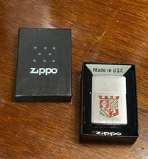 Vintage 1966 Coat Of Arms Knight Shield Chrome Zippo Lighter Matching Insert
