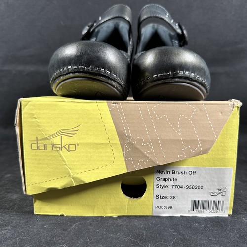 Dansko Nevin Brush Off Graphite Leather Heels Size 38 Steampunk w/box - Picture 6 of 8