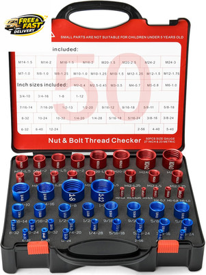 50 Pcs Nut and Bolt Thread Checker - 27 Standard & 23 Metric, Detachable