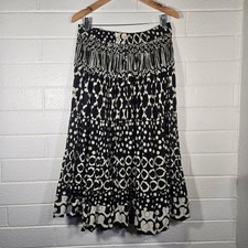 Vtg Le Mieux Cotton Maxi Skirt One Size Polka Dot Broomstick Contrast Festival