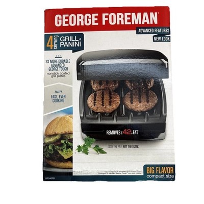 George Foreman GR340FBX 4-Serving Electric Grill Panini Non-Stick EUC