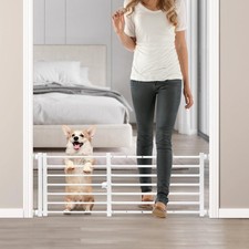 Malier Indoor Dog Gate with Door, 26-41 Extra Wide Full Metal Pet Gate Short ...