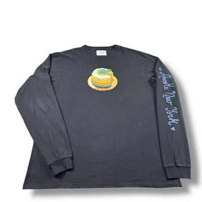 Awake New York Pastel Black Long Sleeve T-Shirt Birthday Cake Graphic Sz M EUC