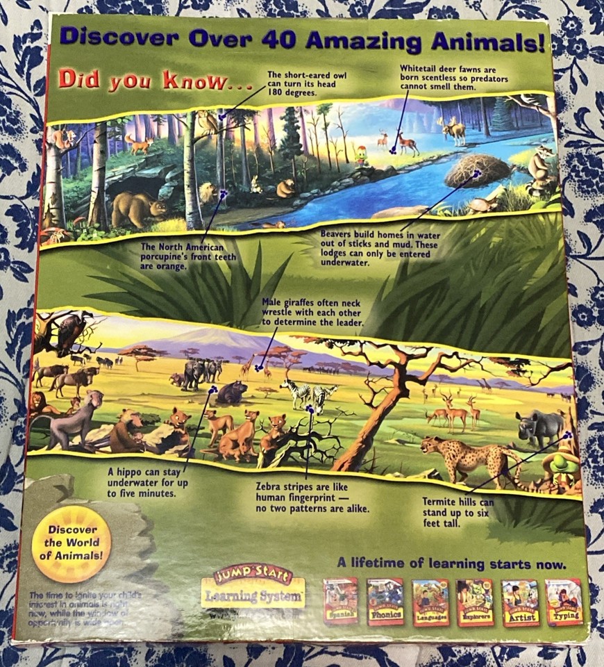 JUMP START PC CD-Rom Animal Adventures Windows/Mac BIG BOX Vintage ...