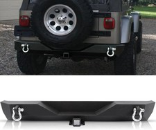 Rear Bumper Fits For Jeep Wrangler Tj Yj 1987-2006 With 2 Hitch Receiver D-rin