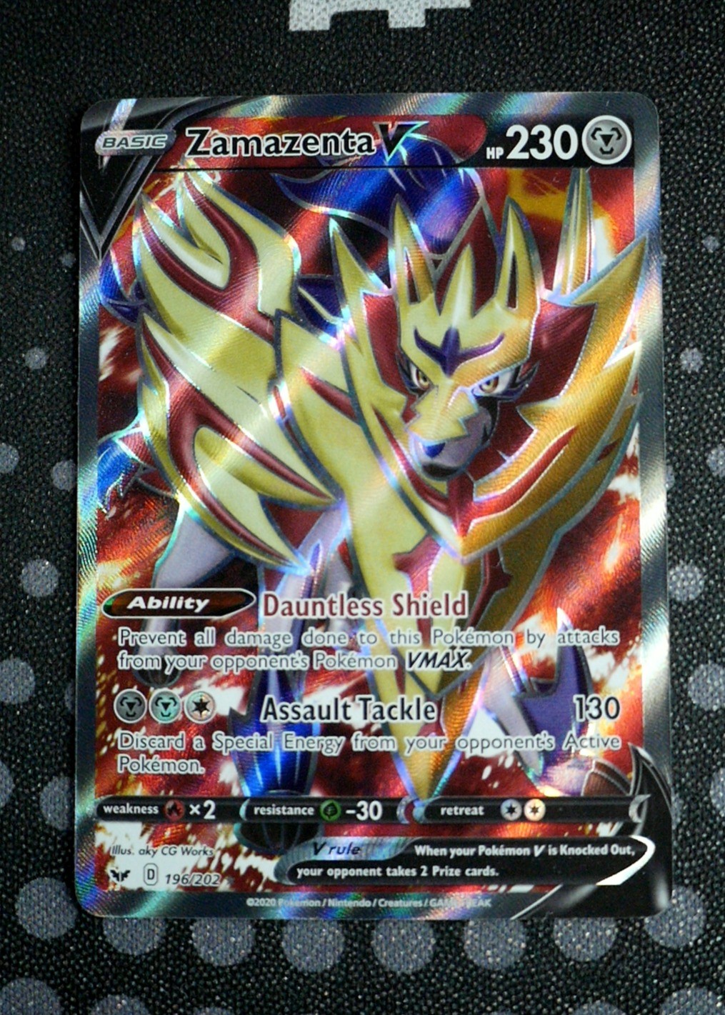 Zamazenta V Pokemon SWSH01: Sword & Shield Base Set SSH #196/202 Holo Near Mint