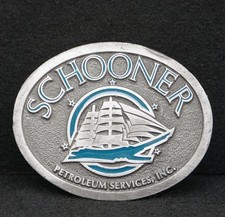 WB11156 VINTAGE 1970s SCHOONER PETROLEUM SERVICES BELT BUCKLE