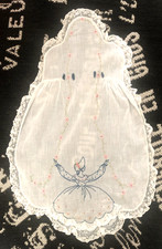 Victorian HANDMADE PINAFORE APRON White COTTON Southern Belle Embroidery LACE