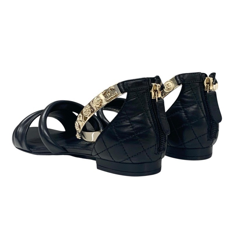 CHANEL sandals size 35 US5 black gold women's thumbnail 14