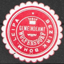 Pieczęć papierowa Wolfersdorf Urząd gminy Bezirk Czeski Leipa Volfartice Winieta