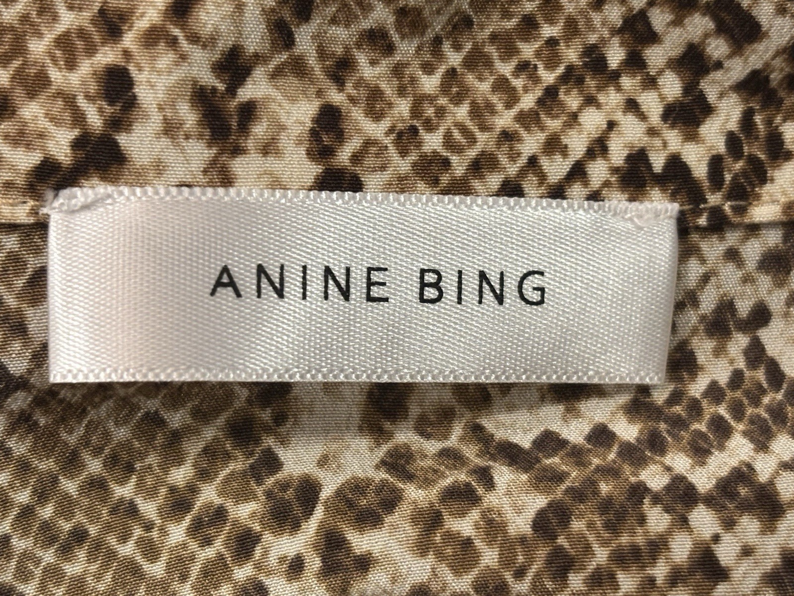 Anine Bing Brown Python Print 100% Silk Blouse SZ… - image 6