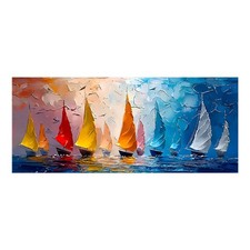 Lupia - Quadro moderno Canvas World LA FLOTTIGLIA 38x90 cm navi e barche in mare