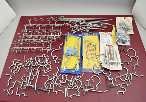7lb Mixed Pegboard Hook Lot New & Used Assorted Hooks Holders Accessories 5935