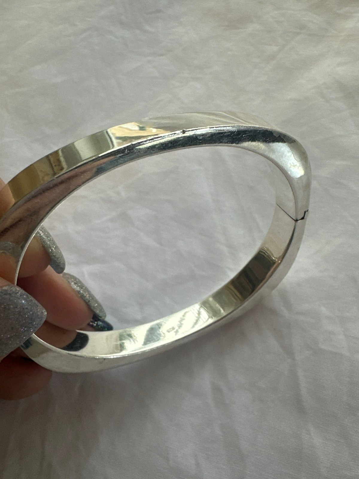 Sterling Silver Rounded Square Bangle Bracelet - image 4