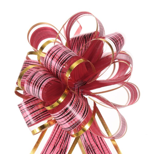 "5Stk 6\" GroßE Pull Bogen Geschenk Verpackung BöGen Band Organza BöGen Wein Rot"-image