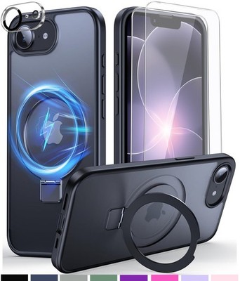 Unsichtbarer Ständer Hülle für iPhone 17e / 16e Magnetischer + 9H Panzerfolie