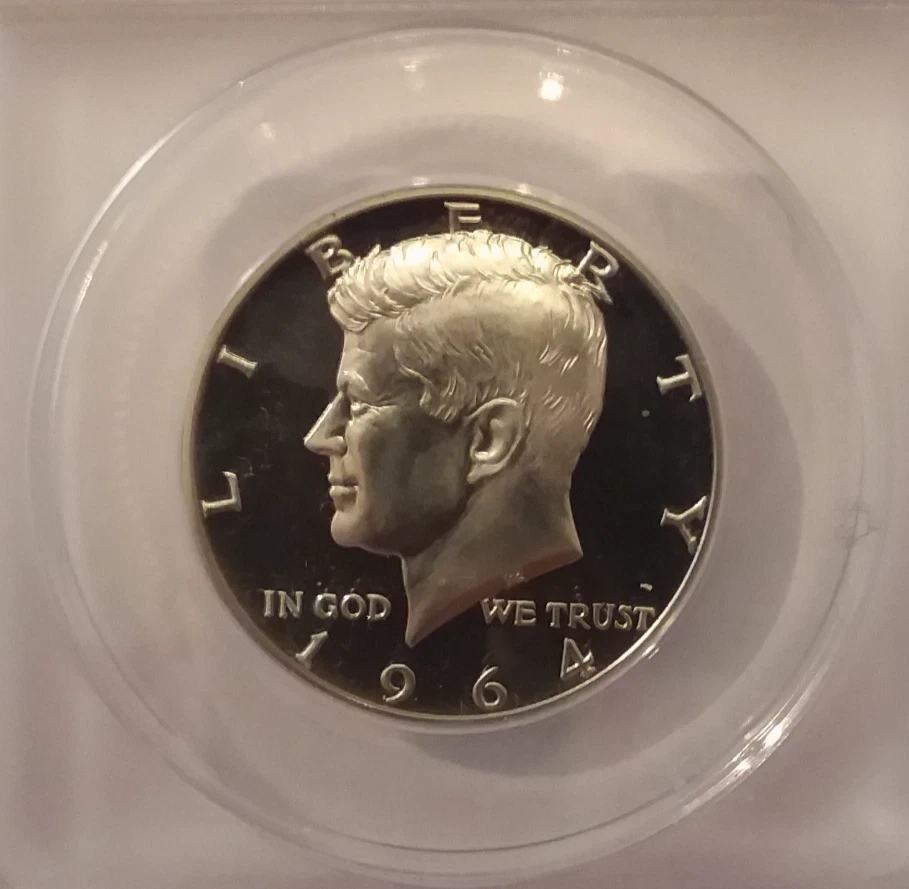 1964 ANACS PR 68 DCAM SILVER KENNEDY HALF *** KEY DATE DEEP MIRROR CAMEO *** - Image 2 of 3