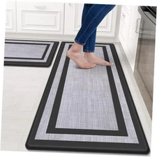  Kitchen Mats Set of 2，Cushioned Anti-Fatigue Non-Skid Rug Sets Ergonomic 