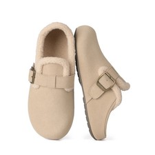 Women's Suede Clogs Buckle Mules Slippers Fleece Lined Arch Support House Shoes