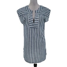 Madewell Dress Womens Small Blue White Stripe Tunic Cotton Pullover Beach Resort