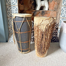 1 x Vintage Indian? African? Folk Dholak Drum 2 Sided Double End 13"