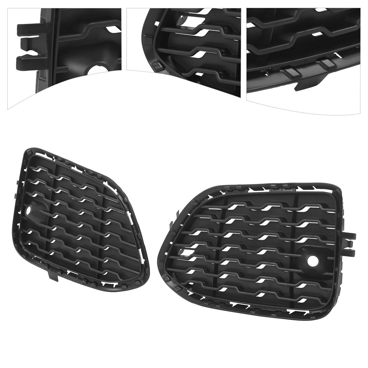 Pair Of Fog Light Covers For 2015-2017 BMW X3 & X4 (F25, F26) – Glossy Black ABS Grille Trim