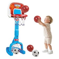 Toddler Basketball Hoop Soccer Goal Ages 1 2 3 4 5, Adjustable Indoor