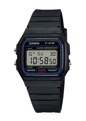 ✅✅✅ CASIO F-91W-1YEG Digitaluhr Alarm Stoppuhr Licht 7-Jahres-Batterie Ø35mm ✅✅✅ - Bild 1 von 4