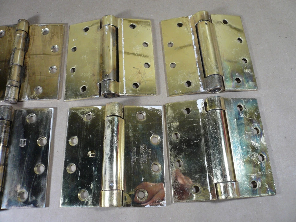 6 Hager Heavy Duty Brass Door Hinges 4 1/2" x 4 1/2" Used - Image 3 of 4