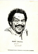 2 REGGIE JACKSON CARTOON DRAWINGS & 1 UPI PHOTO