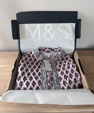 M&s X Sienna Miller Pure Cotton Printed Quilted Jacket Size 12 With Measurements