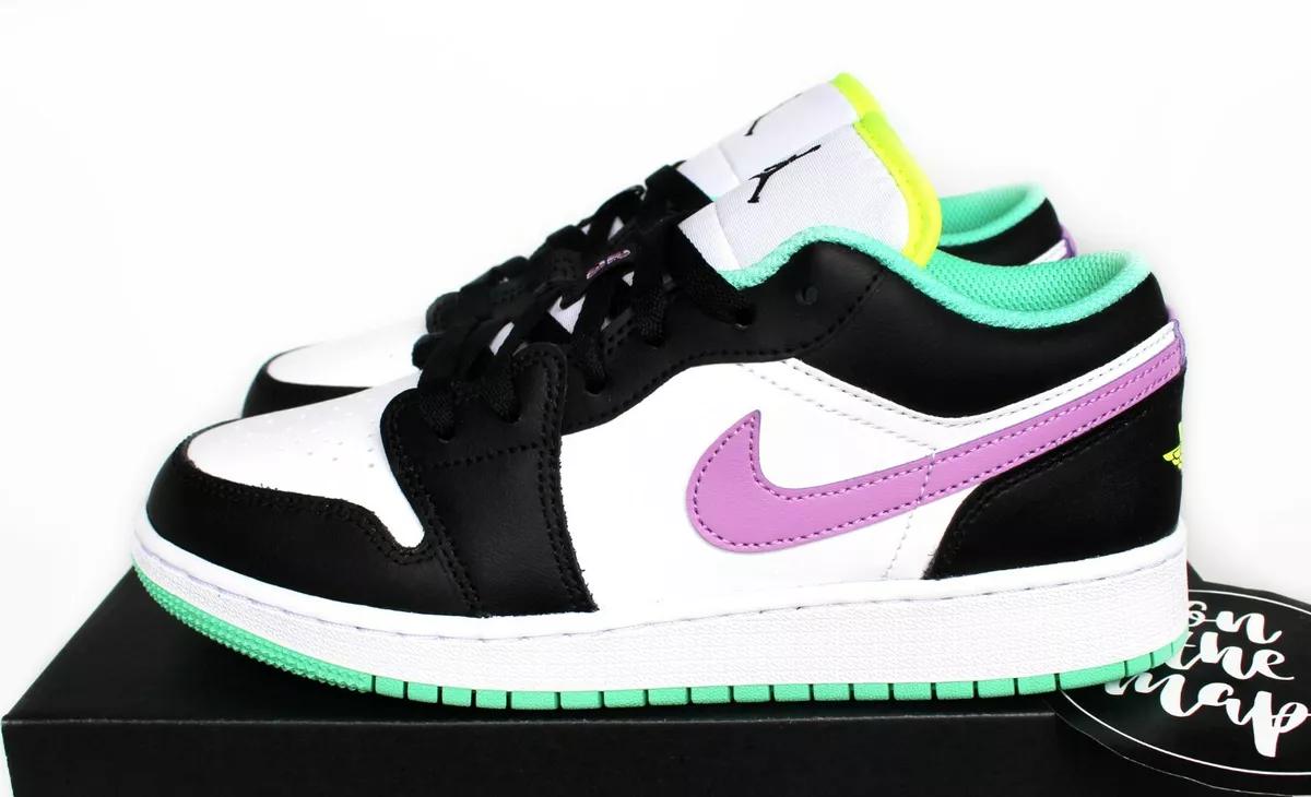 Nike Air Jordan 1 Low Violet Shock Green Black White GS UK 3 US