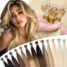 150PCS 100 Remy Human Hair Extensions Nano Ring Tip THICK Micro Loop Beads Link