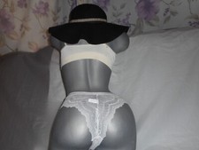 Frederick's Of Hollywood Women's White/Silver Tanga Small Medium