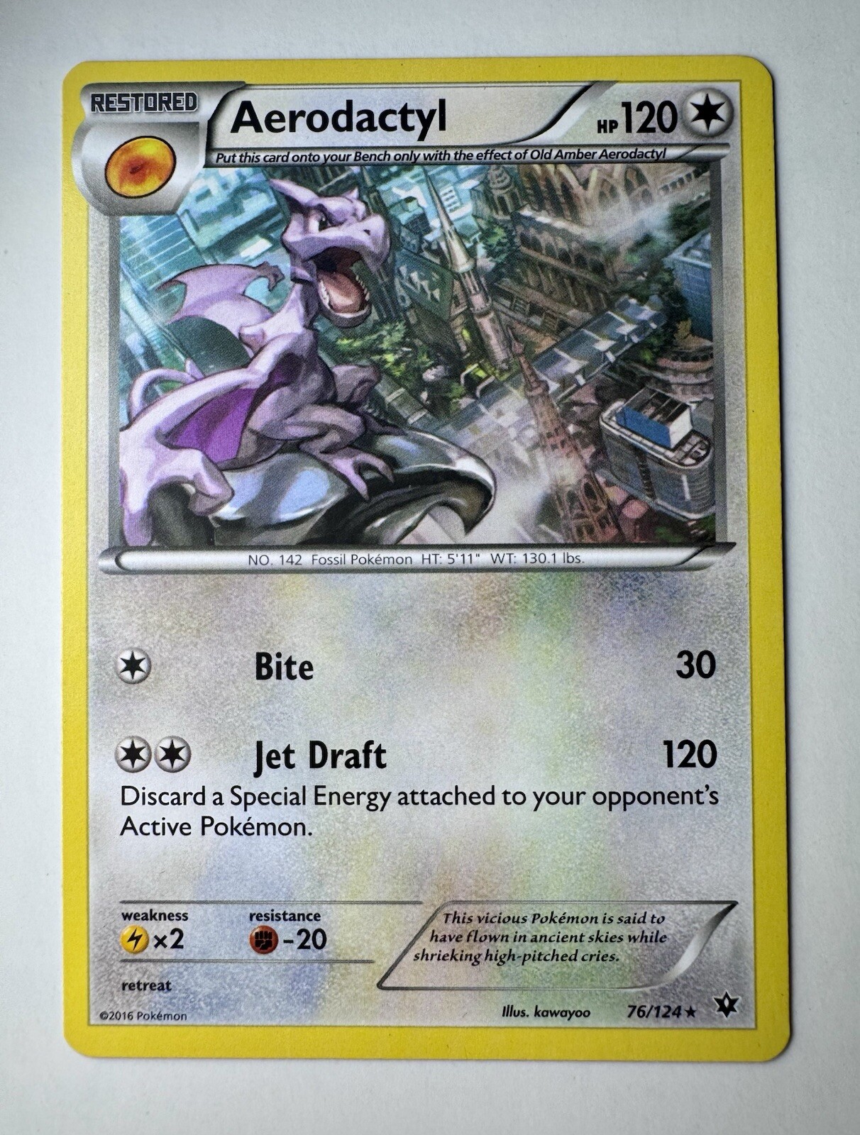 Pokemon Aerodactyl 76/124 XY Fates Collide Rare Card LP